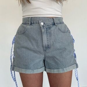 Women's Denim Shorts with Side Ties